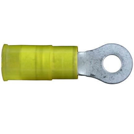 Pre-Insulated Earth Connectors Various Sizes Yellow Ring Eyelet Terminals 