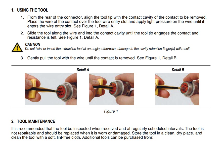 SAT-112X Deutsch contact extraction tool Instructions