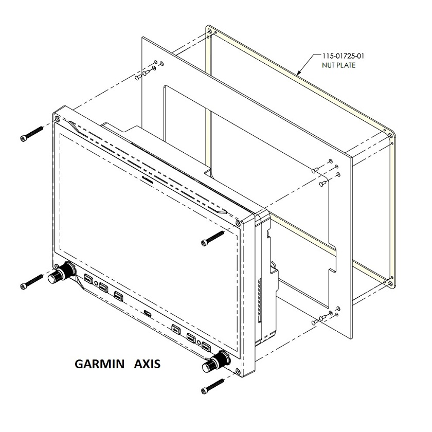 Garmin AXIS G3X Mounting Ring 115-01725-01 (1) Garmin G3X AXIS EFIS mounting ring nutplate assembly 115-01725-01